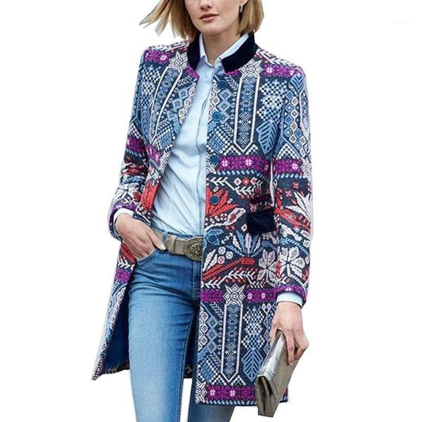 

european and american print jacket slim spring autumn coat stand collar single-breasted fashionable women's jacket outwear k4361, Black;brown