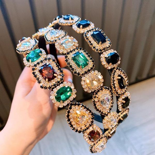 

vintage hair accessories luxury black purple crystal baroque hairband elegant rhinestone diamante headband for women #l5