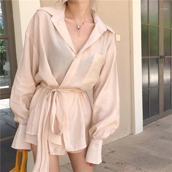 

women 2 pieces suits korean fashion summer long shirt shorts sets long sleeve irregular blouse mini pants suits elegant1, White