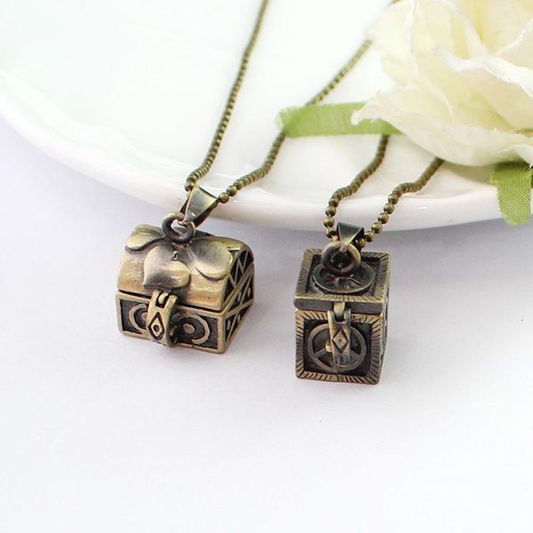

antiqued bronze brass love heart prayer box 2pcs p frame locket pendant necklace