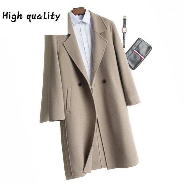 

2020 winter double faced woolen coat men's medium and long woolen windbreaker men's korean version of handsome coat men1, Black