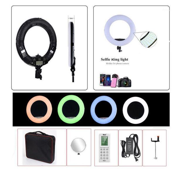 

flash heads yidoblo fc-480 rgb app control ring light led video beauty nail skin pography movie studio lamp + tripod bag kit1