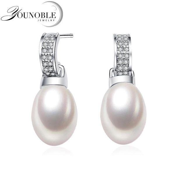 

100% real natural pearl 925 sterling silver earring woman,classic wedding freshwater pearl earrings anniversary gift