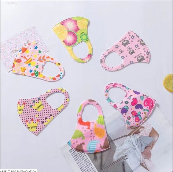 

designer face random print kid fashion mouth mask dustproof househould cotton field pink cover protective masks