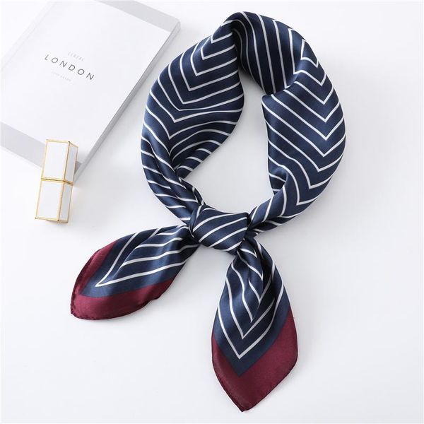 

retro striped silk neck scarf hair band lady accessories foulard head kerchief tie square scarves for women bandana wmtasp bdesybag, Blue;gray
