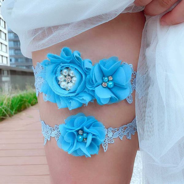

fashion garter lace leg bride ladies princess blue flowers thigh ring bridal garters for wedding up, Black;white