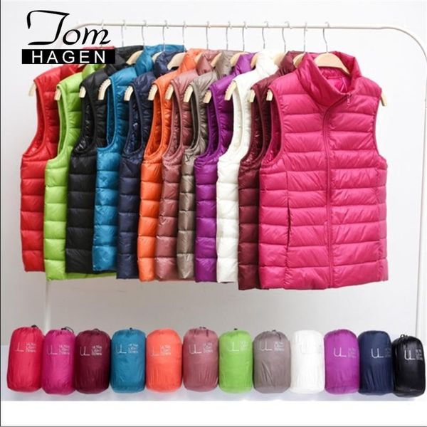 

women's down & parkas winter women vest jacket sleeveless coat ladies warm black plus size stand collar korean