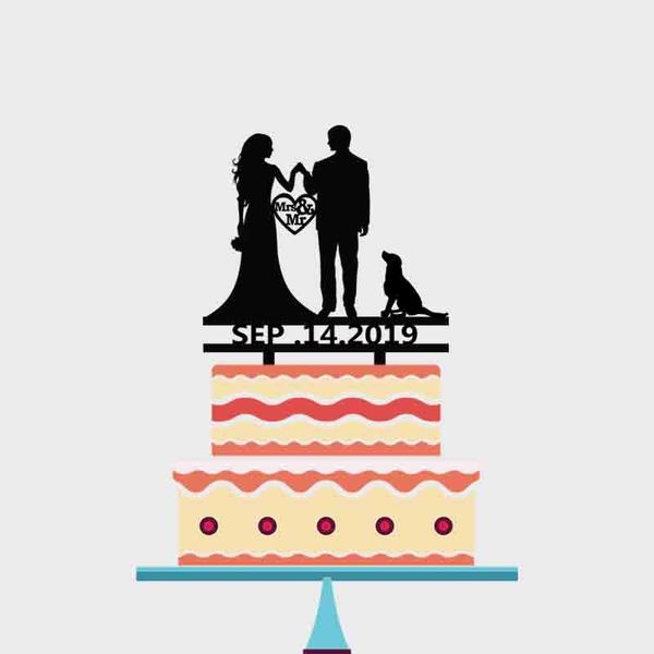 

other festive & party supplies personalized wedding date groom bride and dog cake er for anniversary decoration yc015