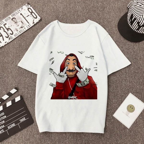 

женская футболка лето новых денег heist teers paper house la casa de papel футболка повседневная маска casa de papel дамы топ футболка, White