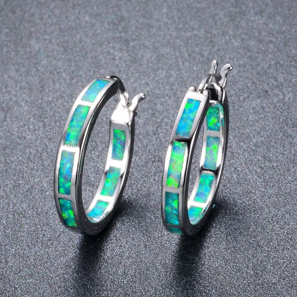 

ufooro round white blue fire opal earrings for women fashion jewelry cute earrings gift girlfriends, Golden;silver