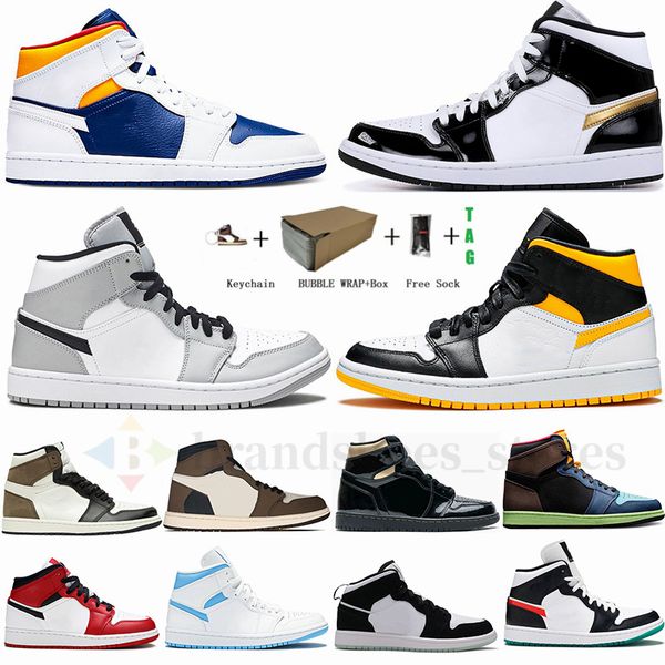 

1 mid basketball shoes for men women 1s unc smoke grey royal white usa olympic high og dark mocha travis scotts sneakers 3