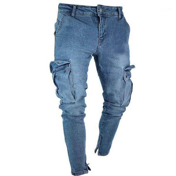 

men's jeans casual size masculina male trousers ankle-length men's regular mid waist denim pants slim men pencil cotton fit d401, Blue