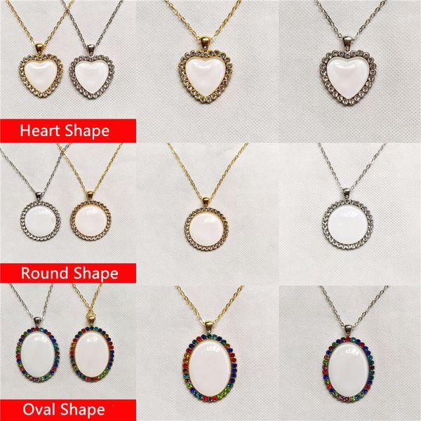 

aluminum alloy sublimation necklace sublimation blanks crystal necklace cuatomize valentine's gift fashion diy necklace heart shape a02