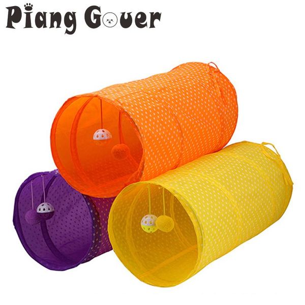 

cat toys dot tunnel 2 holes play tubes balls fold kitten pet puppy
