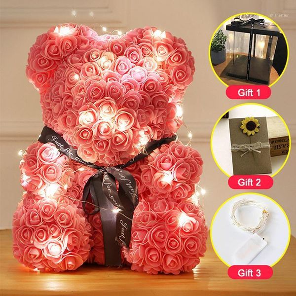 

decorative flowers & wreaths 20/40cm wedding party artificial flower rose bear with led/box girlfriend anniversary valentine's day gift