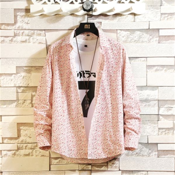 

2021 new slim fit shirt floral clothes from fashion spring long blouse for men igz5, White;black