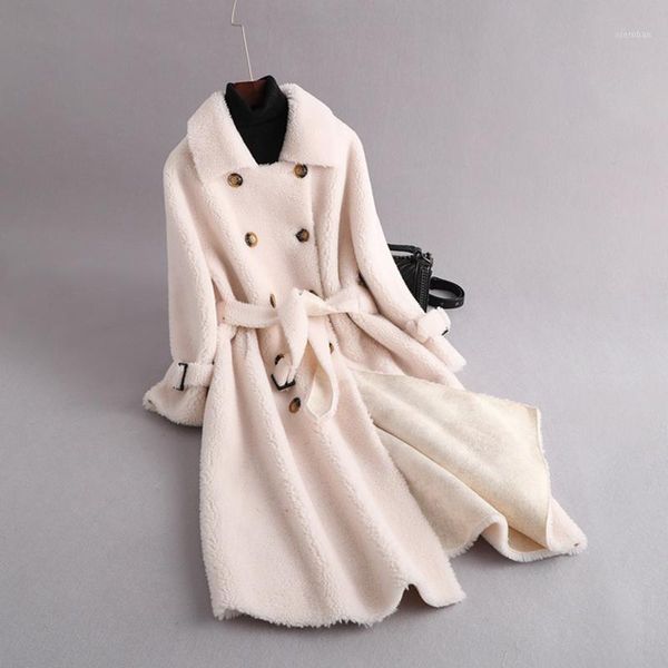 

women's fur 2020 winter fashion women fur coat double-breasted granule sheep sheared one women coat nuw7031, Black