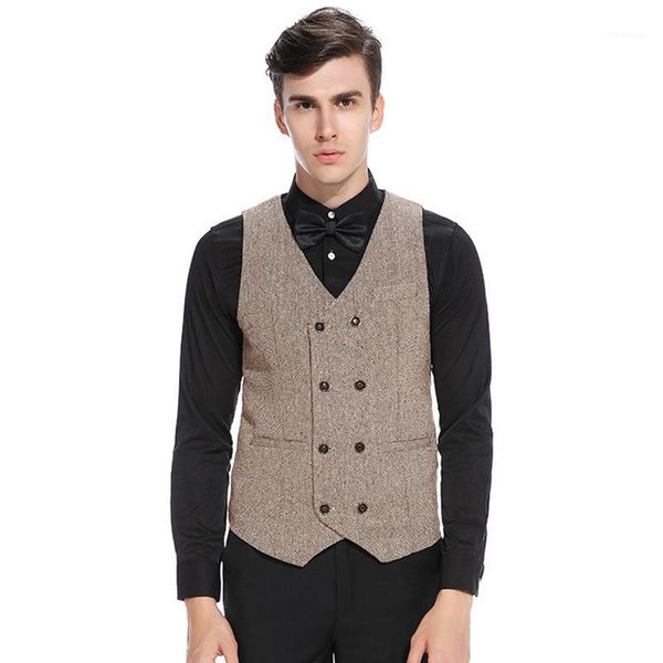 

2020 new british style suit vest men jacket sleeveless vintage formal business gilet solid waistcoat for gentleman dropshipping1, Black;white