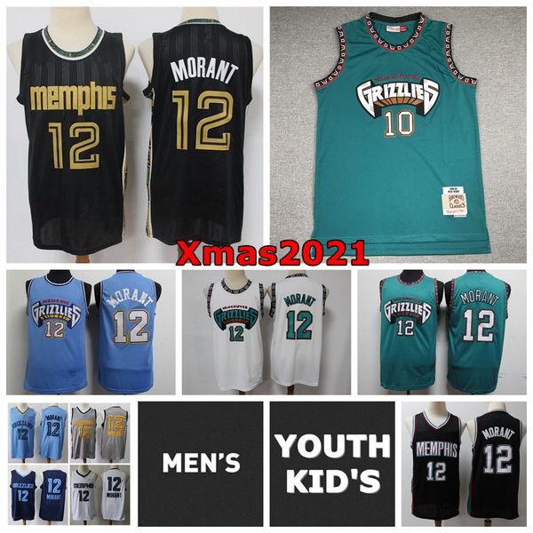 

2021 mens youth kids 12 ja morant swingman jersey grizzliess retro classic stitched 10 mike bibby mitchell & ness youth basketball jersey, Black;red