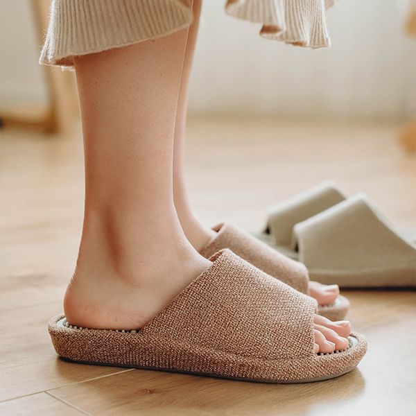

2021 summer home japanese slippers foot sole particle massage non-slip women sandals fashionable indoor shoes for couples new y1124, Black