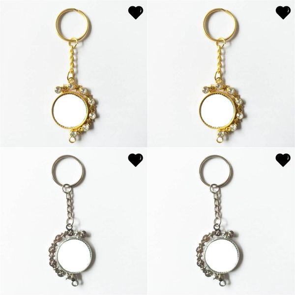 

semiring rhinestone key buckles sublimation blank double side rotate keychains women lady ring fashion charm jewelry accessories 6 5hy n2