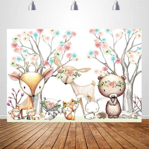 

background material woodland baby shower backdrop animals floral kid birthday party banner pography for po booth studio1