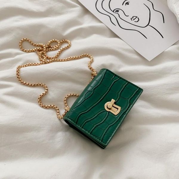 

mini square flip bag women summer new quality faux leather tote bag stone pattern lock chain shoulder crossbody 2020