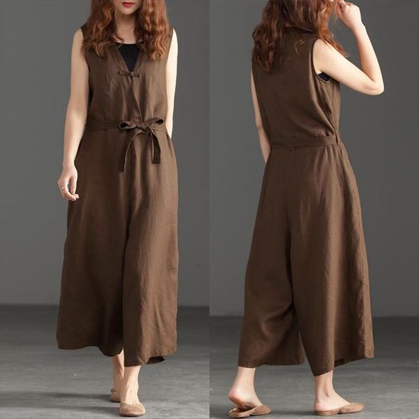 

женские летние комбинезоны 2020 zanzea kaftan linen общая повседневная твердая бак беспристрастных rompers женский v шеи playsuits брюки нег, Black;white