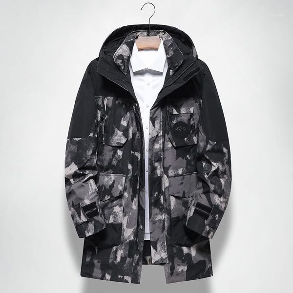 

20 years new men in winter light business wind fit leisure camouflage youth coats hooded many pockets1, Black