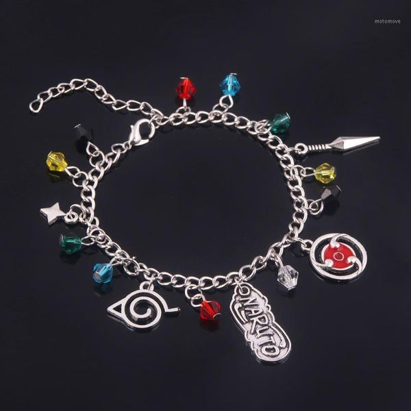

anime naruto cosplay bracelet zinc alloy konoha leaf logo charm bangle japan style for anime fan women men jewelry gift1, Black