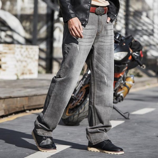 

men's jeans hip hop gray skateboard plus size loose straight rapper pants, Blue
