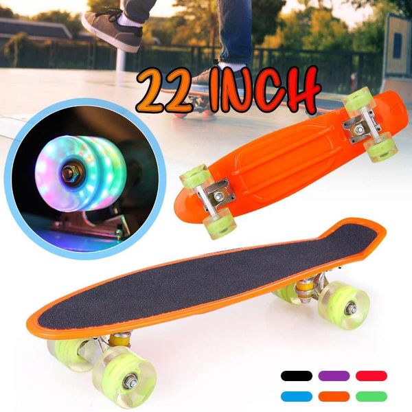 

22inch fish board mini cruiser skateboard children scooter frosted skate boards flash wheel cruiser board wheel truck