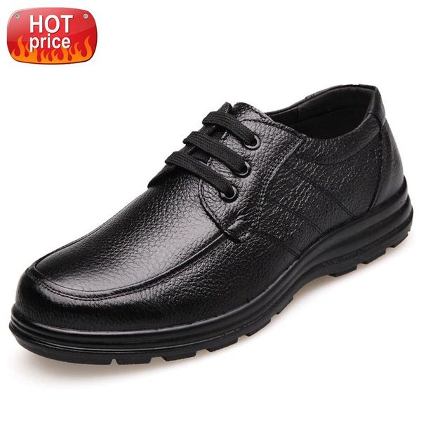 

new 2020 genuine leather shoes men flats fashion men's casual shoes brand man soft comfortable lace up black #xy7x