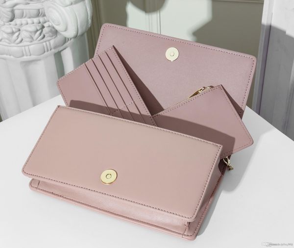 

2021 fashion luxury designer lady messenger bag wallet business card case three piece leather flap handbag wallet