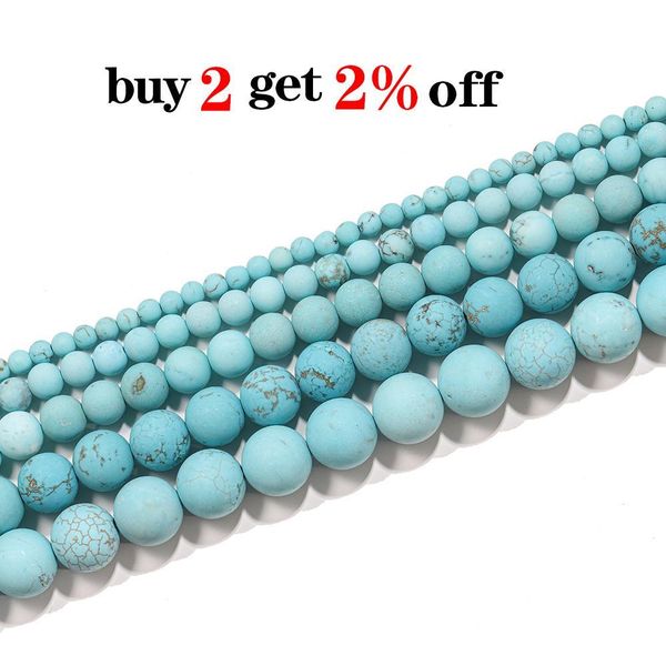

1strand lot 4 6 8 10mm polished blue turquoises stone round loose spacer beads for bracelet jewelry makings supplies wholesale h jllxgu