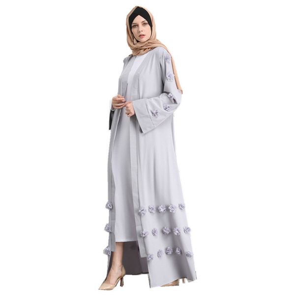 

2021 new flower fully clothed cardigan kimono prayer long jubah robes middle east branch arab ca1w, White;black