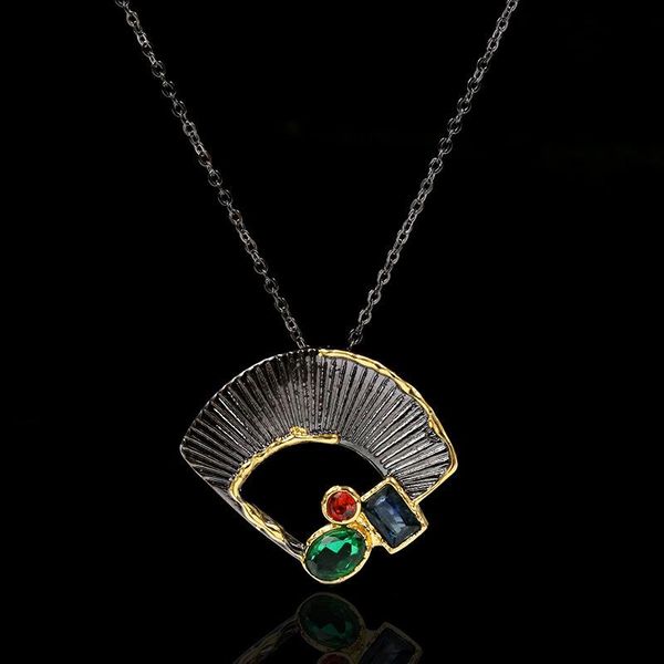 

fashion full zircon ginkgo leaf black gold two-tone necklace fan clavicle chain for women wedding party engagement gift, Silver