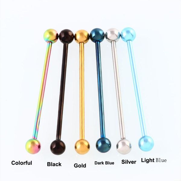 

1 шт. 1.634mm конфеты candy color long ухо пирсинг ювелирные изделия промышленные штанги piercing ecaflate ухо хрящественные хрящественные х, Silver