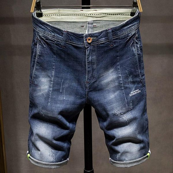 

new arrival fashion large casual men shorts summer thin trend loose knee length jeans men's plus size 28-38 38 40, Blue