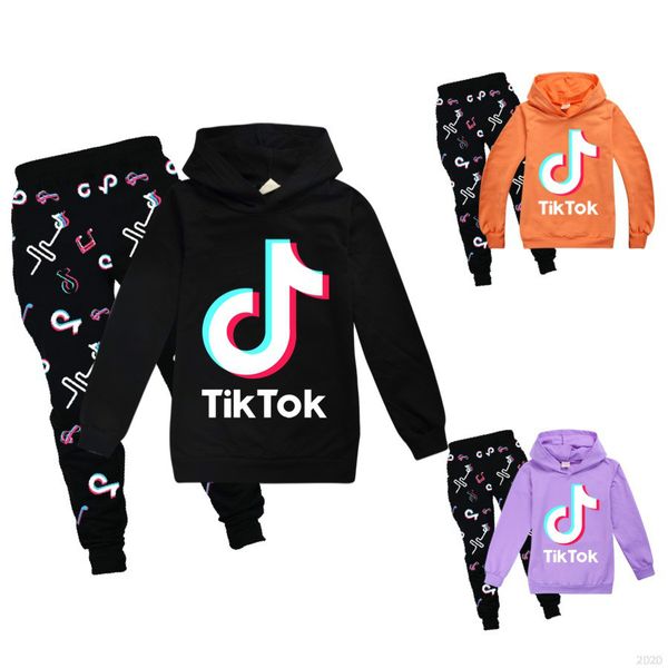 

tik tok set для big boy girl couscsuit одежда осень осень зима тикток малыша толстовка с капюшоном + печать брюки 2 шт. наряд детский спорти, White
