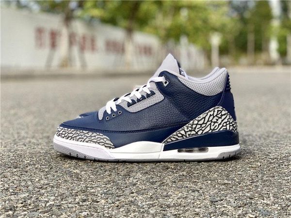 

2021 air authentic 3 midnight navy sneakers cement grey white retro men women outdoor sports shoes with box