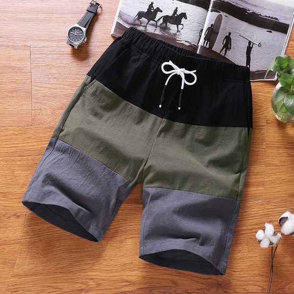 

new japanese cotton color matching shorts in summer, White;black