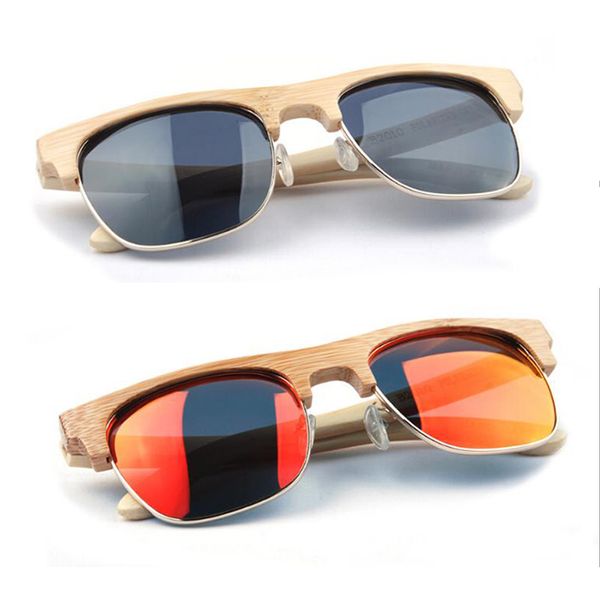 

dlk2010 half frame polarized mirror 100% bamboo modern men sunglasses