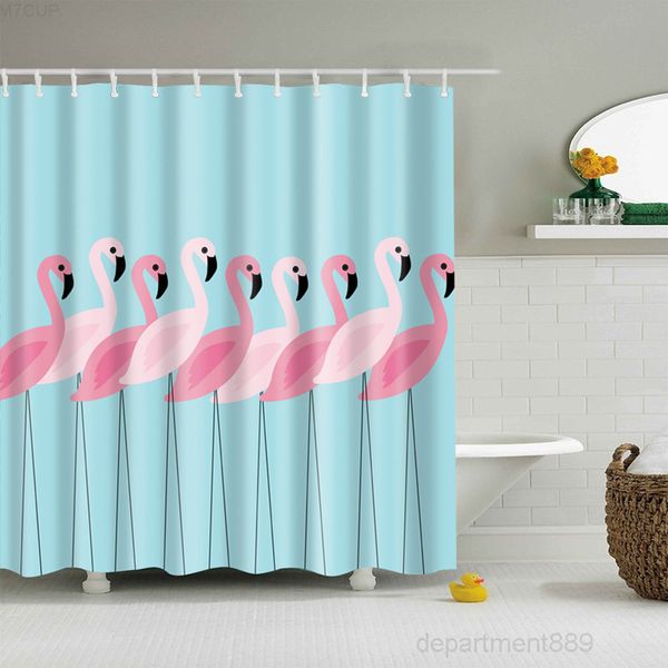 

новый дизайн flamingo animal poving hippo кошка полиэстер розовый занавес моющийся декор красочные шторы для ванной комнаты душ