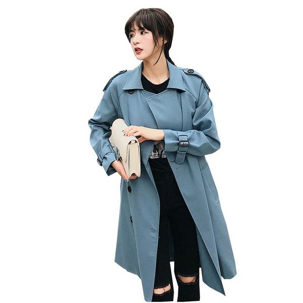 

women's trench coats windbreaker female 2021 spring autumn korean leisure chic loose ladies harbor wind long coat for women fashion, Tan;black