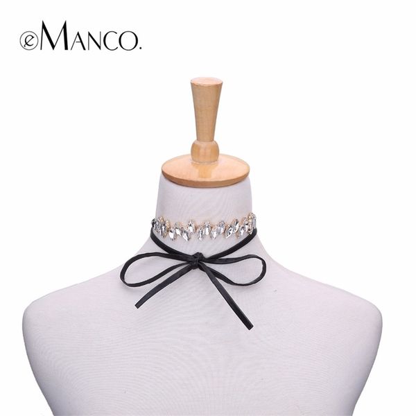 

emanco party bow chokers necklaces for women punk style rhinestone hiphop rock style necklace trendy jewelry y200323, Silver