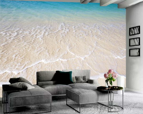 

romantic beach blue sea water 3d wallpaper home decor living room bedroom wallcovering hd wallpaper