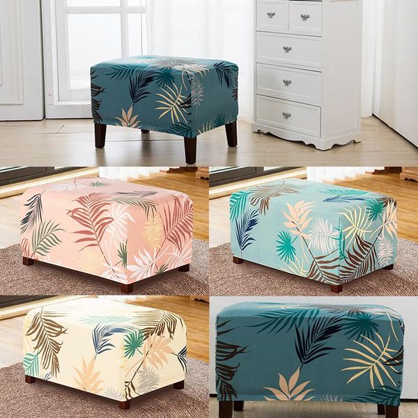 

chair covers floral printing elastic spandex ottoman sofa stool cover home furniture case room office dust-proof footstool footrest