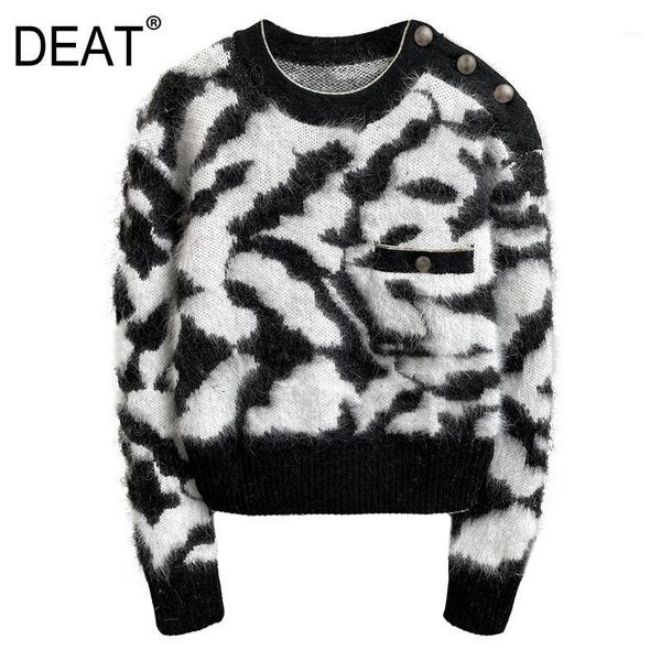

deat new autumn and winter round neck full sleeves leopard printed loose pullover sweater female wo19200l1, White;black