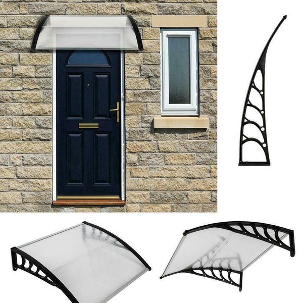 

40"x 30" windows awning polycarbonate patio doors shade cover w/ black bracket